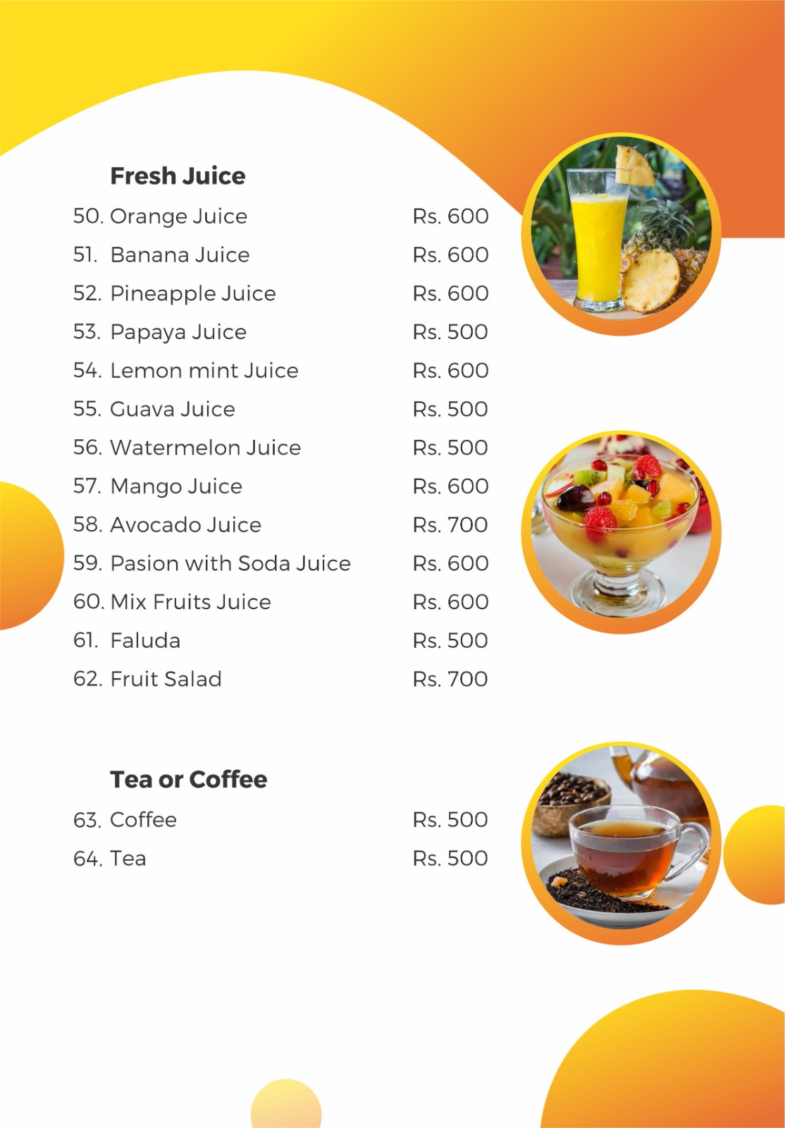 Fresh Juices & Beverages